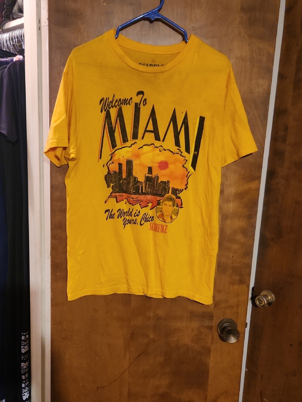 Welcome to Miami Scarface Graphic Short Sleeve Tee - Yellow
